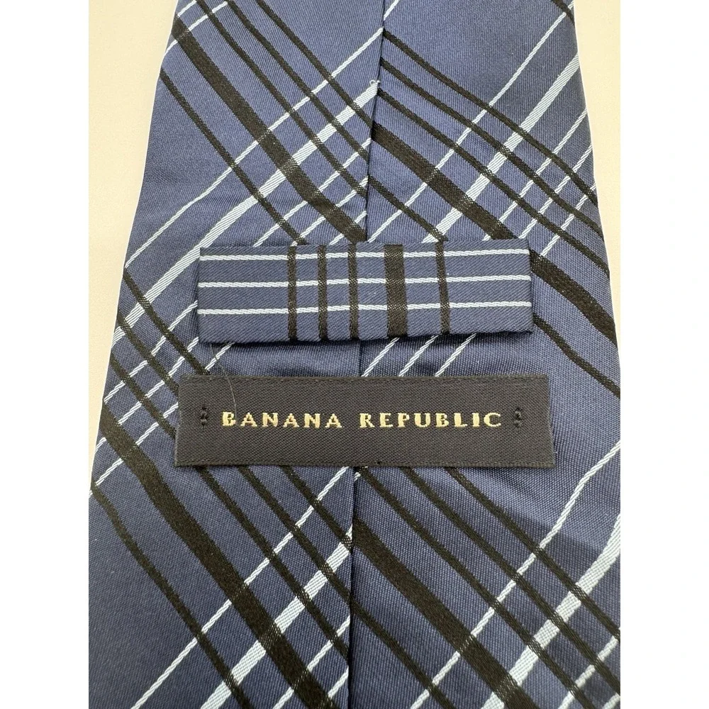 Banana Republic 100% Silk Blue Plaid Striped Tie Classic Men's Neck Tie‎
